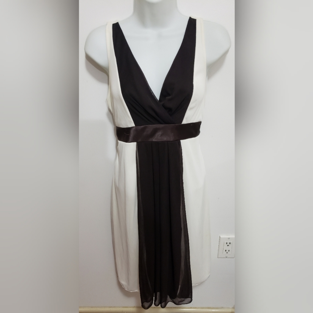 Alyn Paige sleeveless white brown empire dress